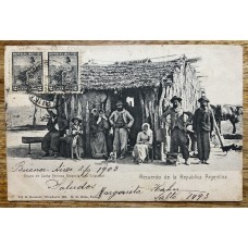 GAUCHOS ESTANCIA SAN CRISTOBAL SANTA FE ANTIGUA TARJETA POSTAL